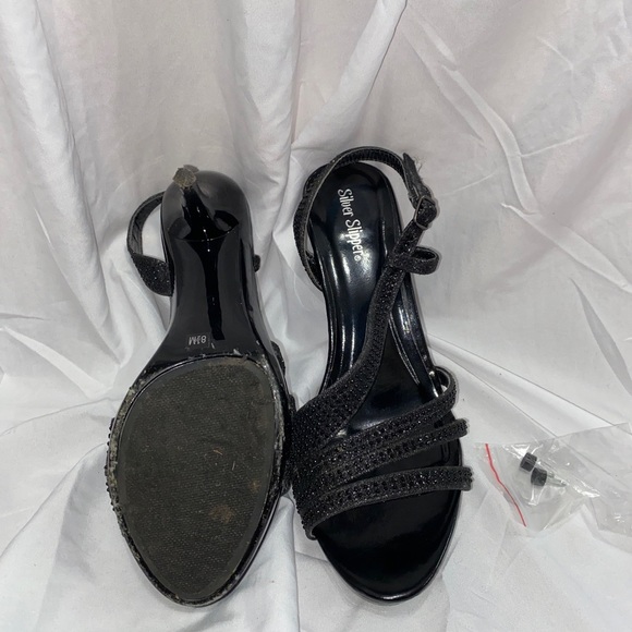 Silver slipper black high heal size 8.5 M - Picture 1 of 2